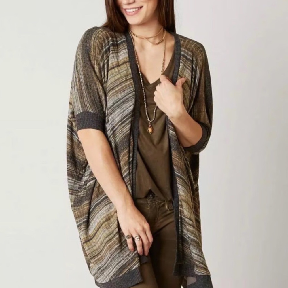 Miss Me Striped Cardigan Sweater in Brown Combo sz Small NWT